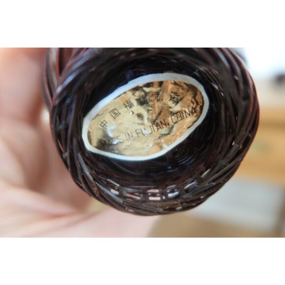 Set of Two Hand Woven Bamboo Ikebana Flower Vase w/Ceramic Insert - Picture 4 of 4